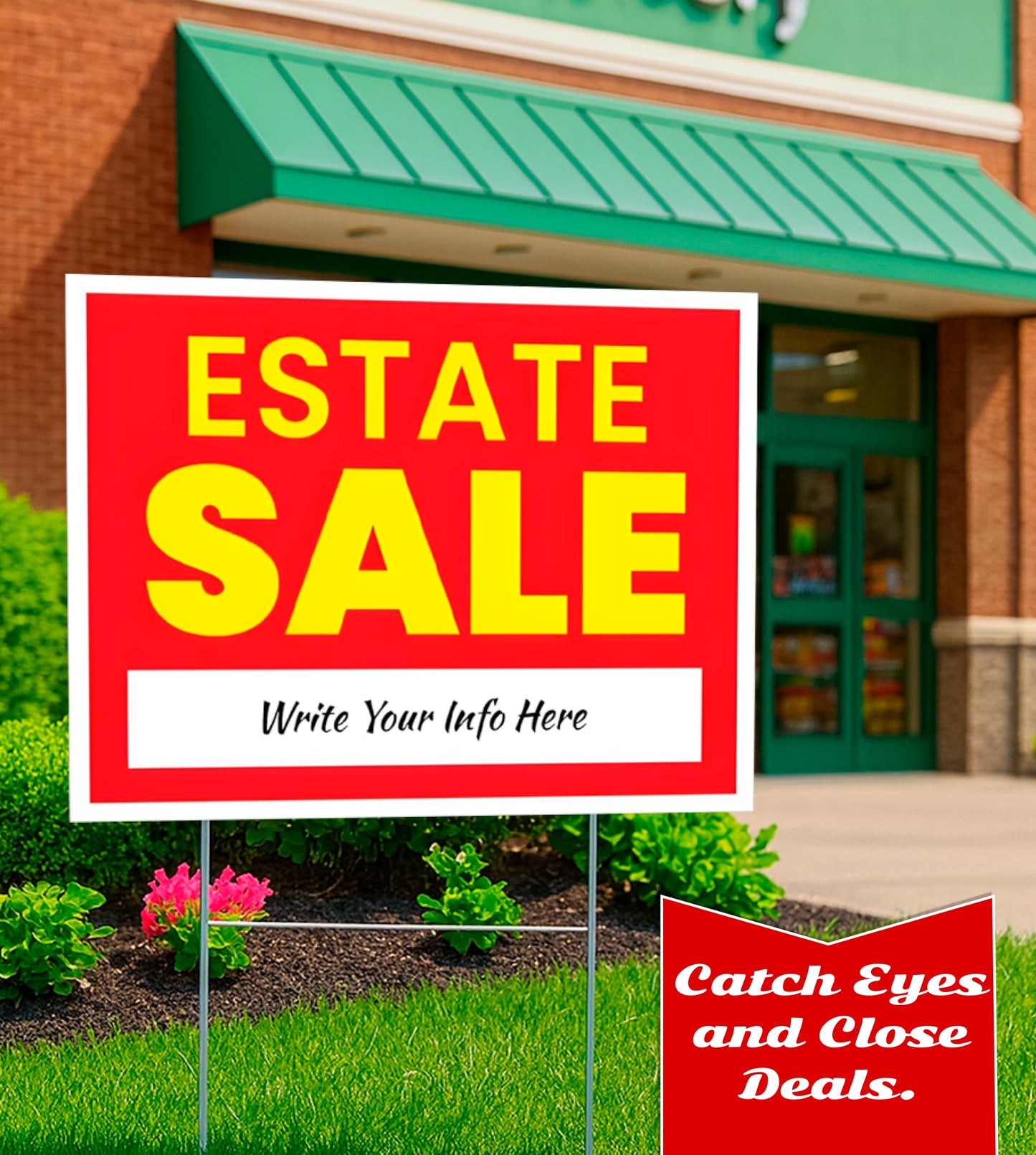 12x16 Inch 3X Double Sided Real Estate Sale Yard Sign - Estate Sale Arrows Plastic Signs with Metal H Stakes - House For Sale Sign for Real Estate Agent Realtor Supplies - Real Estate Perfect for Home