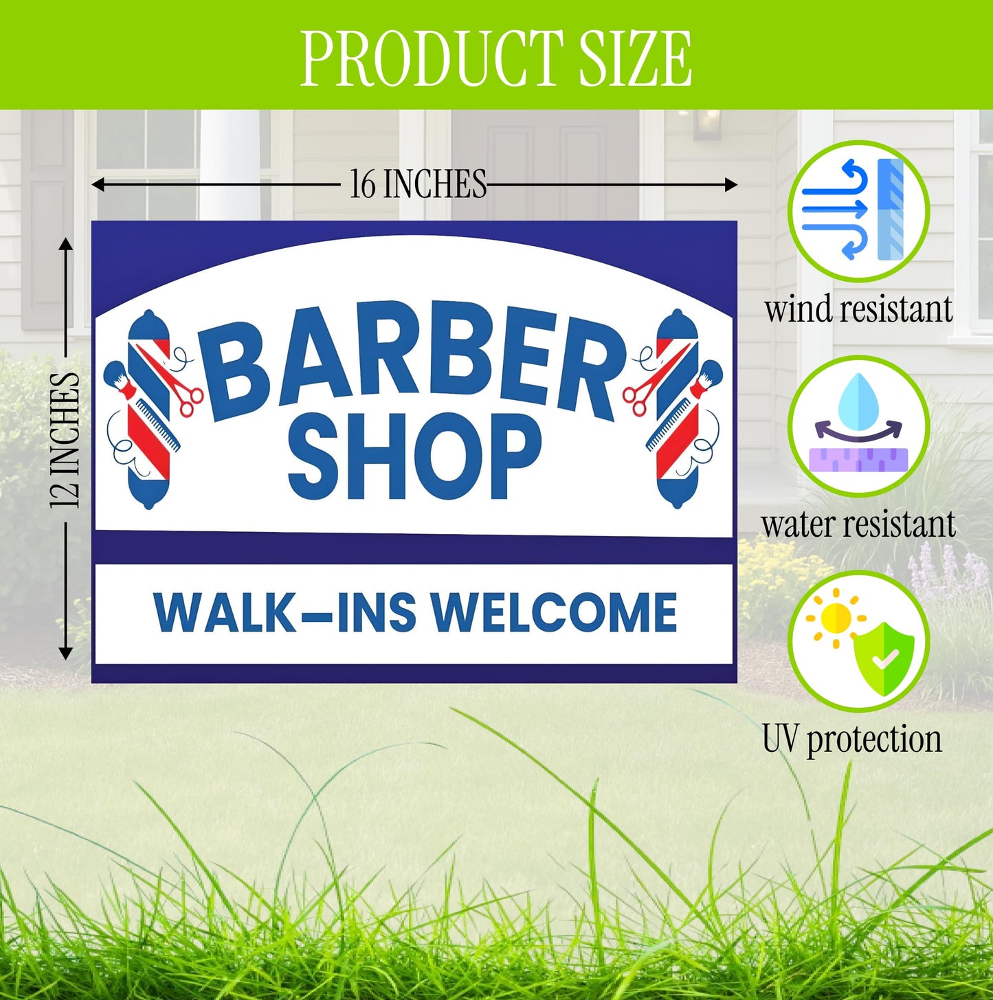 12x16 inch pack of 3 Barber Shop (Arrow) Yard Sign - Double-Sided Print with Metal Stakes - Barber Shop Grand Opening Plastic Sign - Spa Barber Shop Open Advertising Printing Lawn Garden