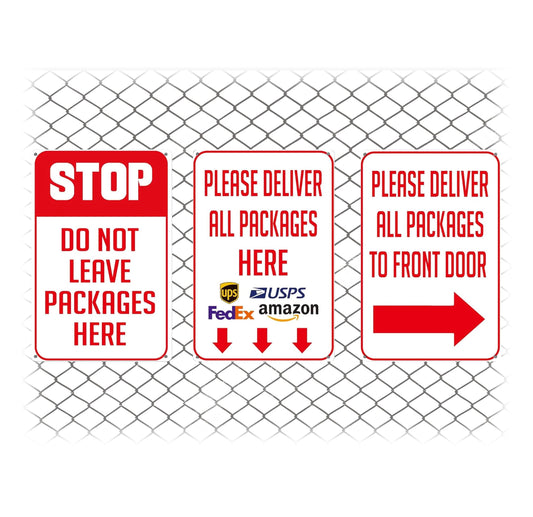 Set of 3 Please Deliver All Packages Here - Arrows Delivery Sign for Drive - Delivery Instructions for My Package - Home Front Porch Sign - Garden Sign Deliver Hanging