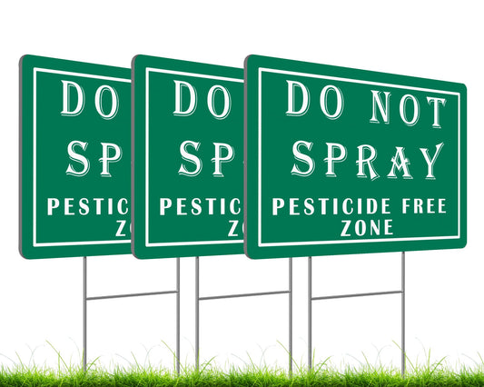 3 Pack 12x8 Inches Do Not Spray Sign with Metal Stakes - Plastics Garden Mow Signs for Outdoor and Indoor - Plant Double Sided Neighborhood Street Caution Yard Signs - Warning Caution Not Spray Sign