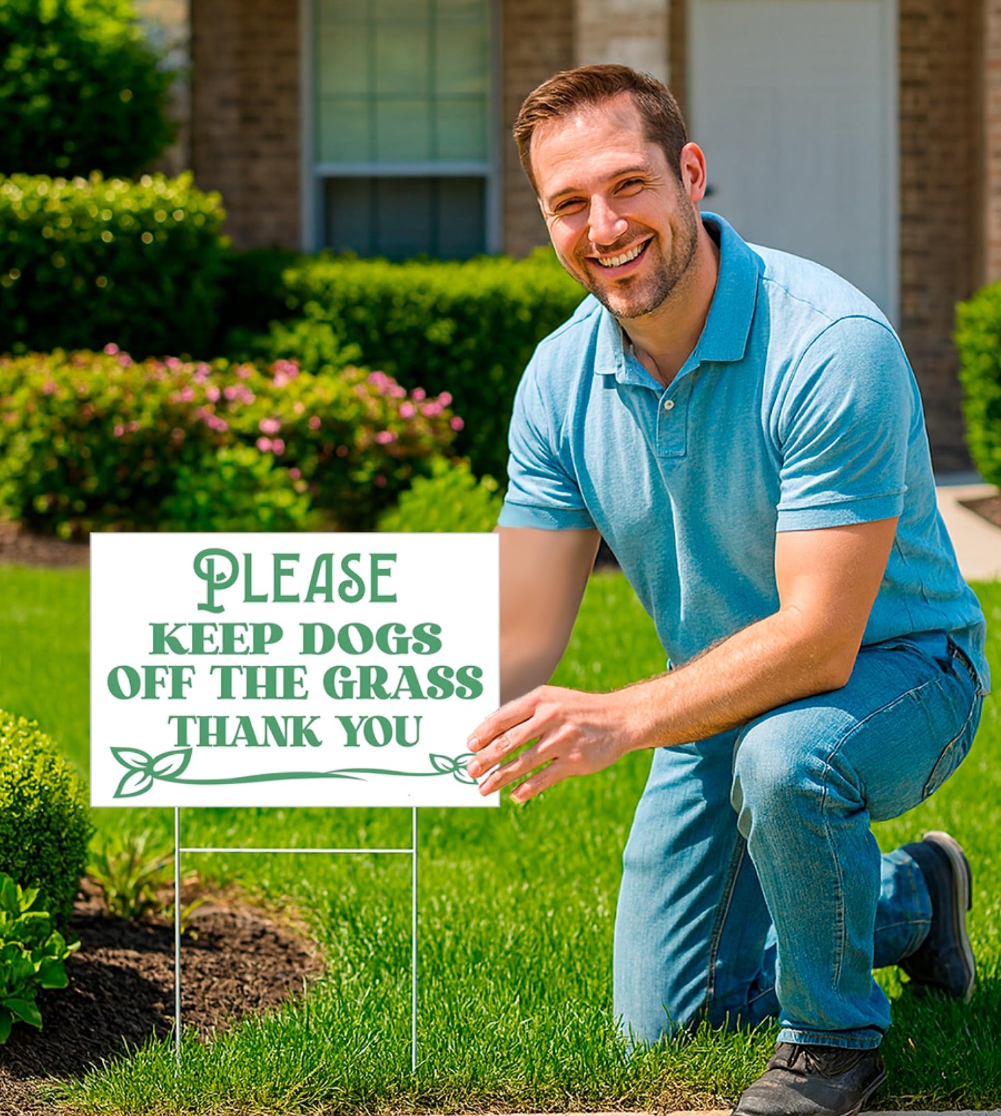 8x12 Inch 3X Please Keep Off Grass Plastic Sign with Grass Stakes - Single Sided No Dog Poop Signs for Yard outdoor - Pick Up After Your Dog Sign - No Pets No Dogs Allowed or Keep Dogs off Lawn Signs