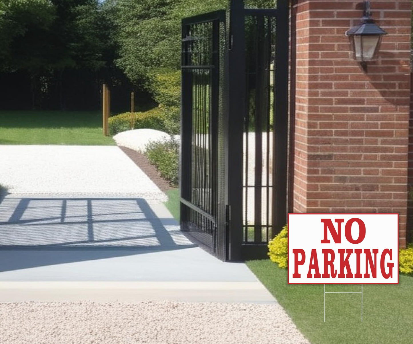 Set of 3 Parking Prohibited Signs with Stand 12x8 Inch Double Sided with Plastic and Waterproof - No Parking Signs for Business or Yard - Personalized Parking Lawn Signs for Street