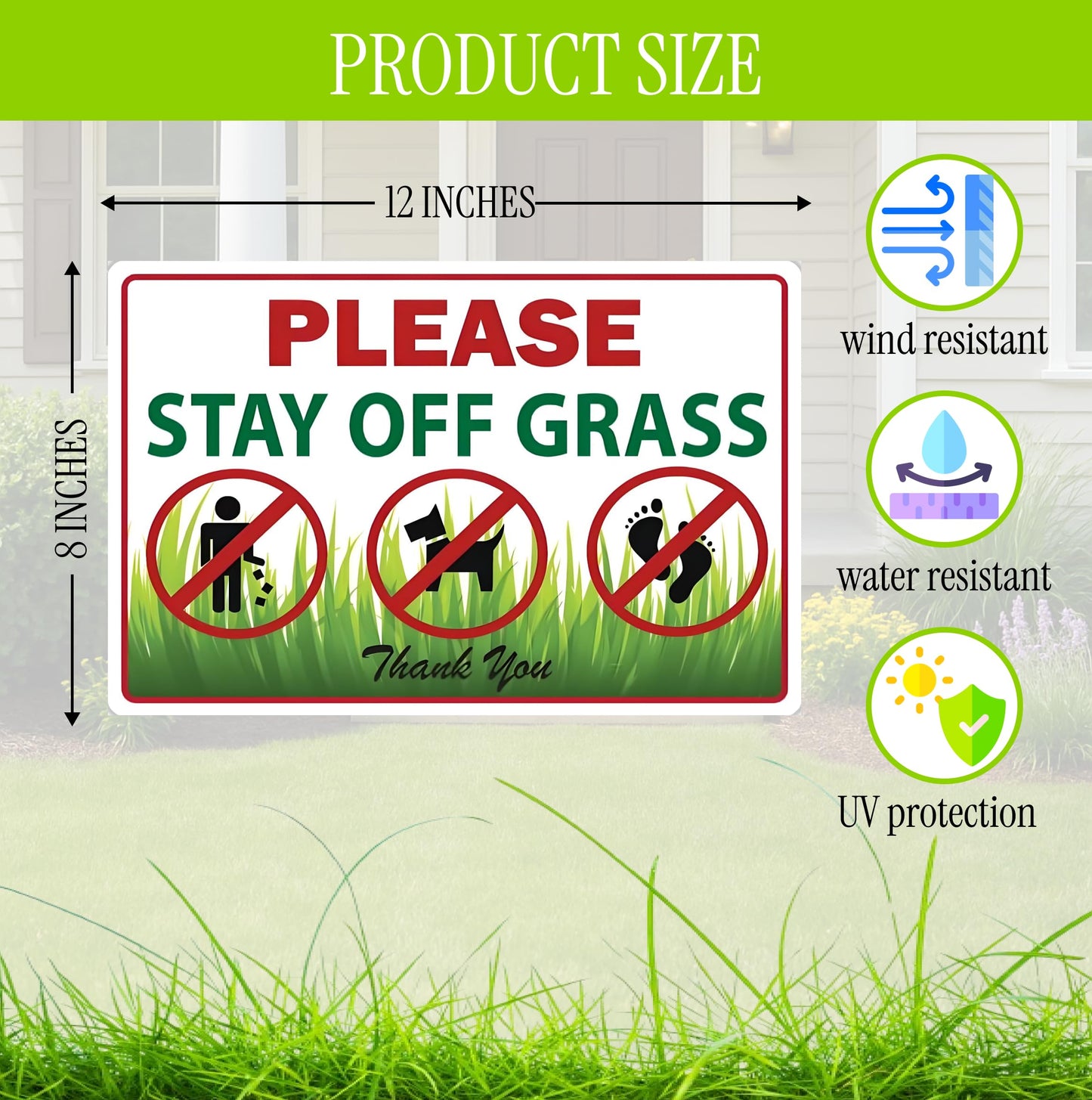 8x12 Inch 3X Double Sided Please Stay Off Grass Plastic Sign - No Dog Poop Signs for Yard outdoor - Pick Up After Your Dog Sign - No Pets No Dogs Allowed or Keep Dogs off Lawn Signs with Grass Stakes