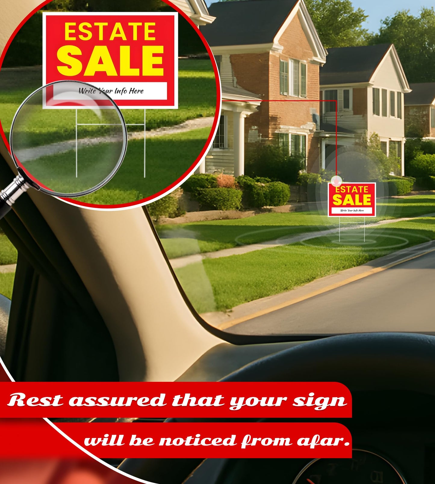 12x16 Inch 3X Double Sided Real Estate Sale Yard Sign - Estate Sale Arrows Plastic Signs with Metal H Stakes - House For Sale Sign for Real Estate Agent Realtor Supplies - Real Estate Perfect for Home