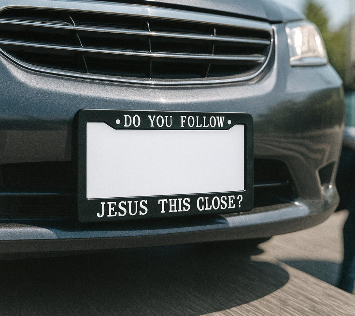 Personalized 6x12.25 Inch Car License Plate Frame with 2 Holes and Screws Do You Follow Jesus This Close? - Metal License Plate Frame Front Plates or Frames Car Frames for Women Men for US Standard