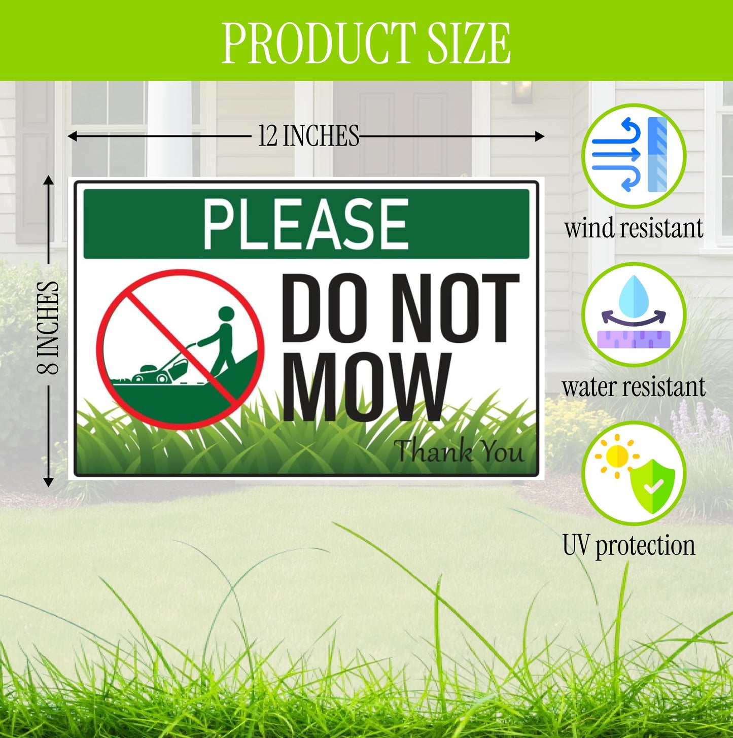 8x12 Inch Do Not Mow Sign with Stake - Corrugated Plastic - No Mow May Yard Sign for Lawn - No Mowing Beyond This Point Sign - Do Not Mow Plastic Plaque Decoration Hanging Artwork Sign Double Sided
