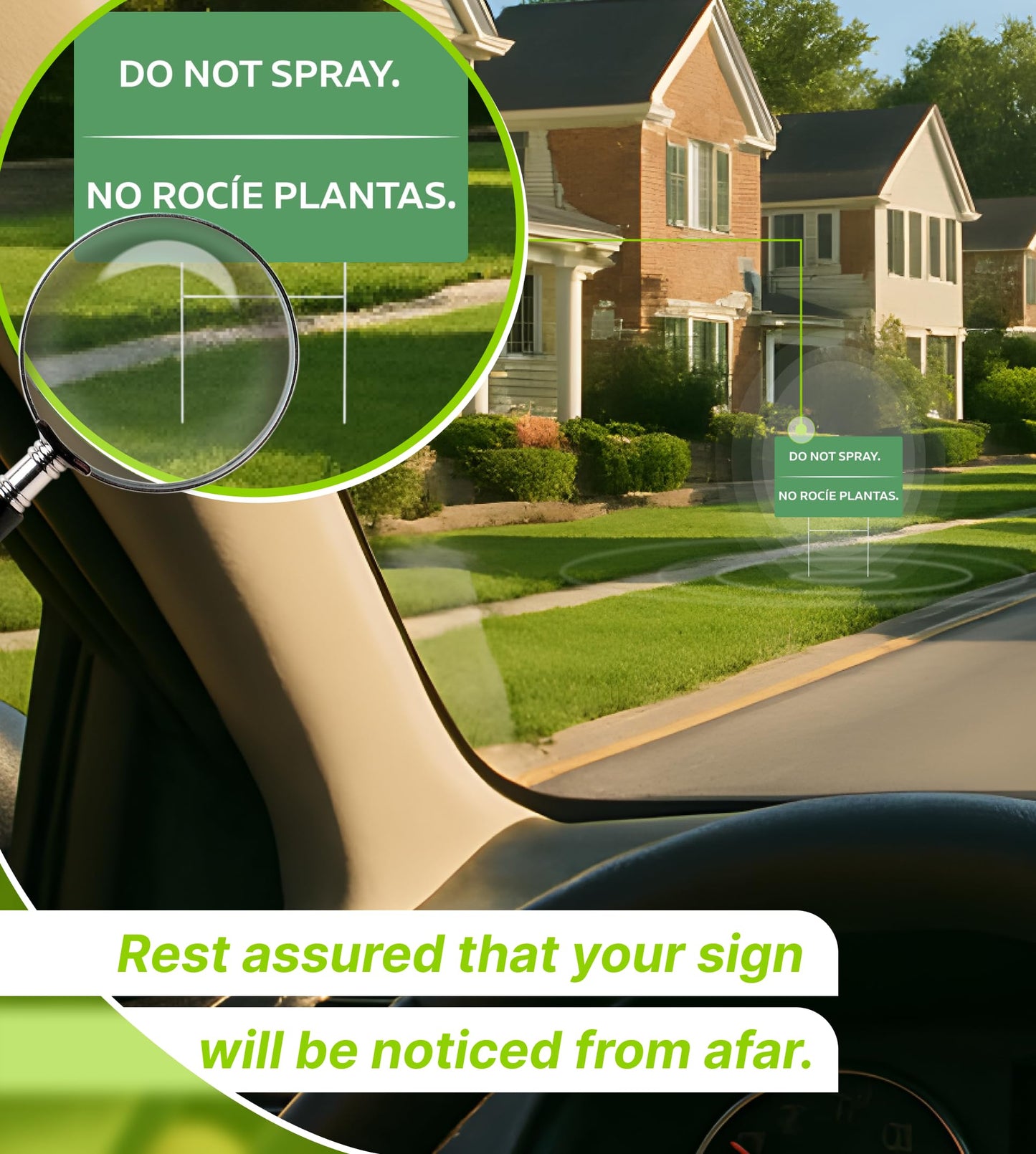 3 Pack 12x8 Inches Green Do Not Spray Plastic Sign with H-Metal Stakes - Please Stay Off My Grass Yard Sign - Neighborhood Street Caution Yard Signs - Double Sided Do No Spray Signs for Outdoor