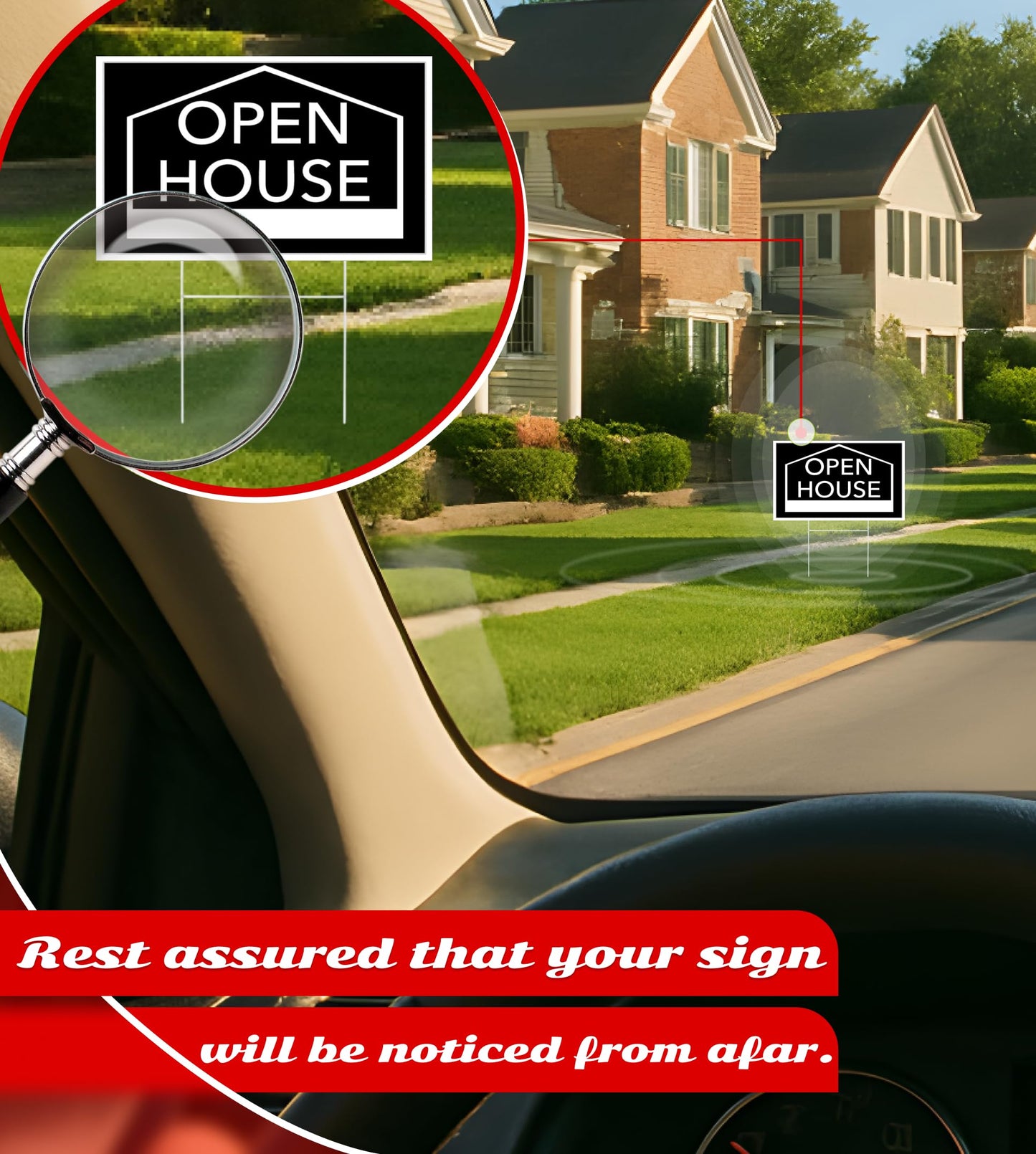 3X Open House Plastic Signs 12x16 Inch for Real Estate Agent for Sale Double Sided Sign with H Wire Stakes - Moving Sale Directional Signs Kit - Realtor for Sent Houses for Sale By Owner Yard Sign