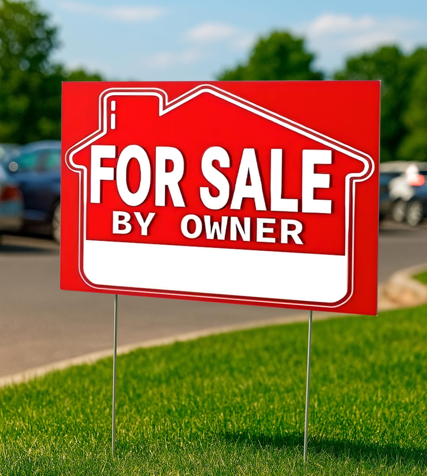 5 Pack 12x16 For Sale By Owner Yard Plastic Sign - Yard Double Sided Signs with Metal H Stakes - Sign for Real Estate Agent Realtor Supplies Real Estate Signs - House For Sale for Home Owners