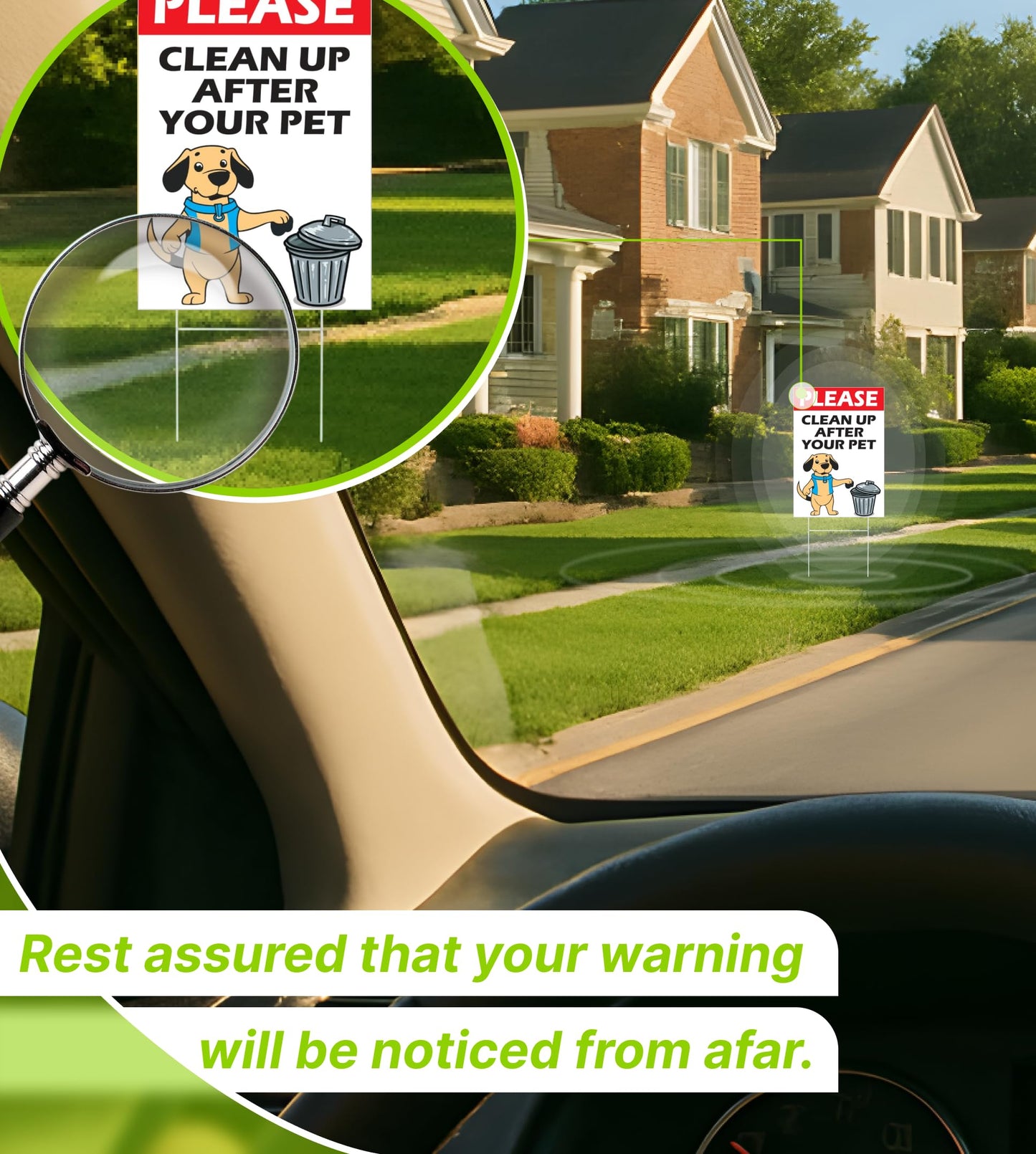 3X Clean Up After Your Dog Yard Double sided Sign 8x12 inch - Funny No Dog Poop Plastic Signs with Stake - Keep Dogs off Grass Signs for Yard Garden Lawn - No Dogs Allowed or Keep off Grass Sign