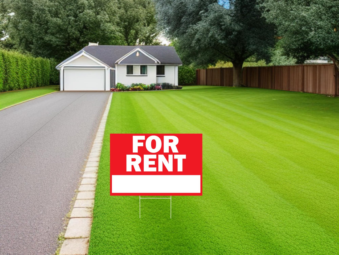 Double Sided Plastic Home for Rent sign - Set of 3 Pieces 12x8 Inch - Yard Sign with Tall Stands for Rentals Home Car Apartment Stores Business - Lawn Signs with Stakes and Garage Sale Sign