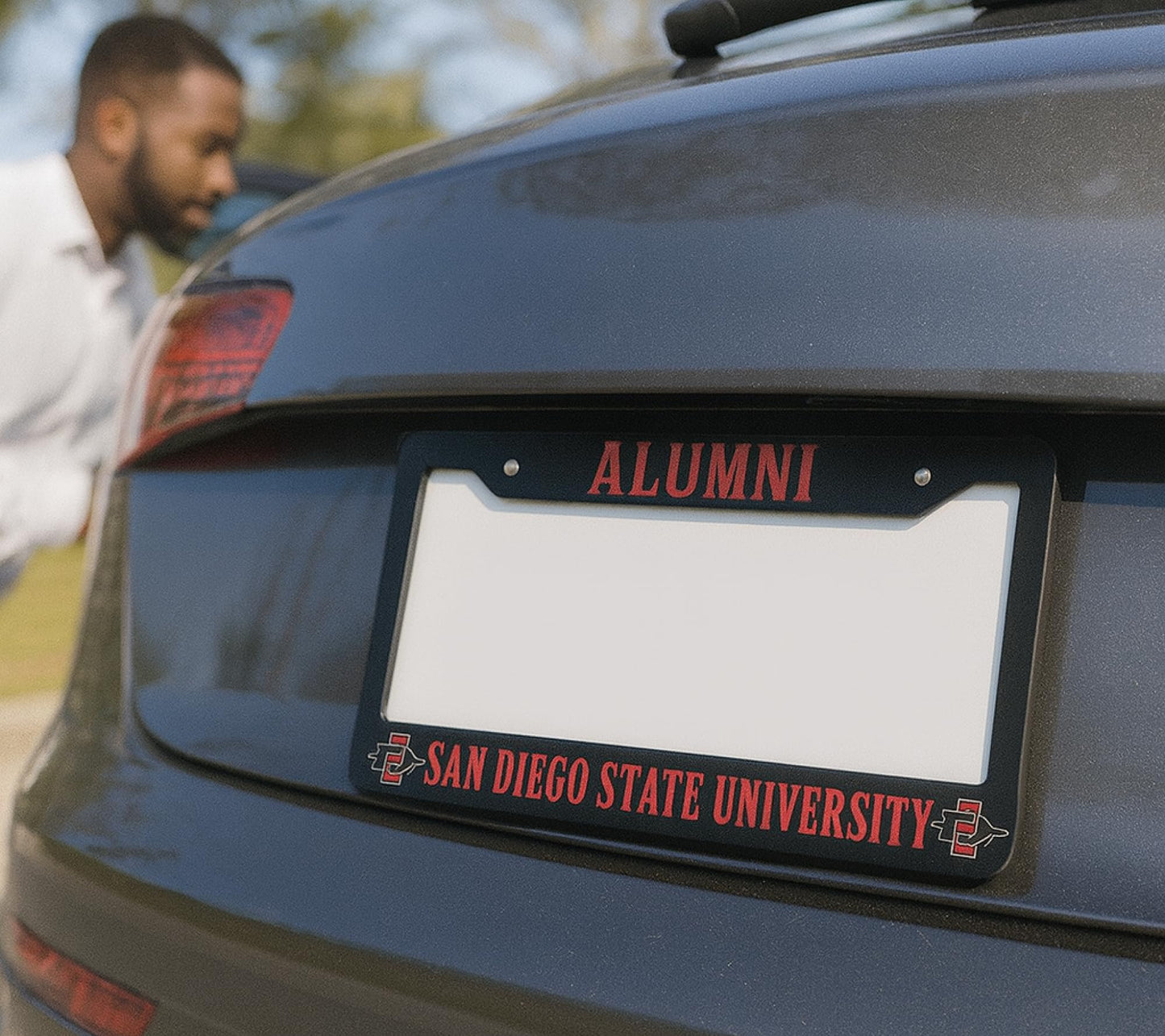 6x12.25 Inch Funny License Plate Frame for US Standard SAN Diego State University - Alumni Text License Plate Frame Stainless Steel for Front - Decor Licenses Plate Frame with 2 Holes and Screws
