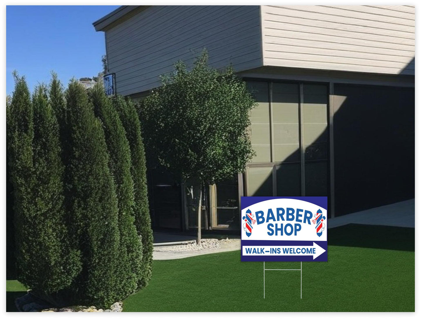 12x16 inch pack of 3 Barber Shop (Arrow) Yard Sign - Double-Sided Print with Metal Stakes - Barber Shop Grand Opening Plastic Sign - Spa Barber Shop Open Advertising Printing Lawn Garden