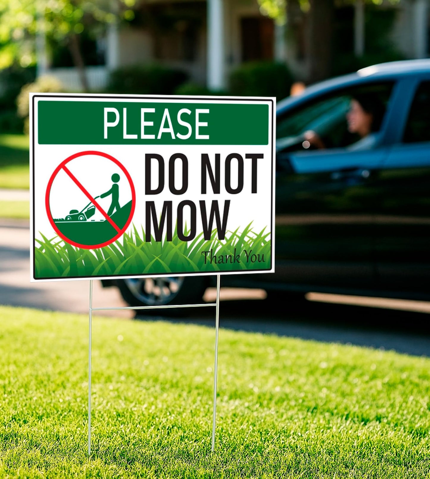 8x12 Inch Do Not Mow Sign with Stake - Corrugated Plastic - No Mow May Yard Sign for Lawn - No Mowing Beyond This Point Sign - Do Not Mow Plastic Plaque Decoration Hanging Artwork Sign Double Sided