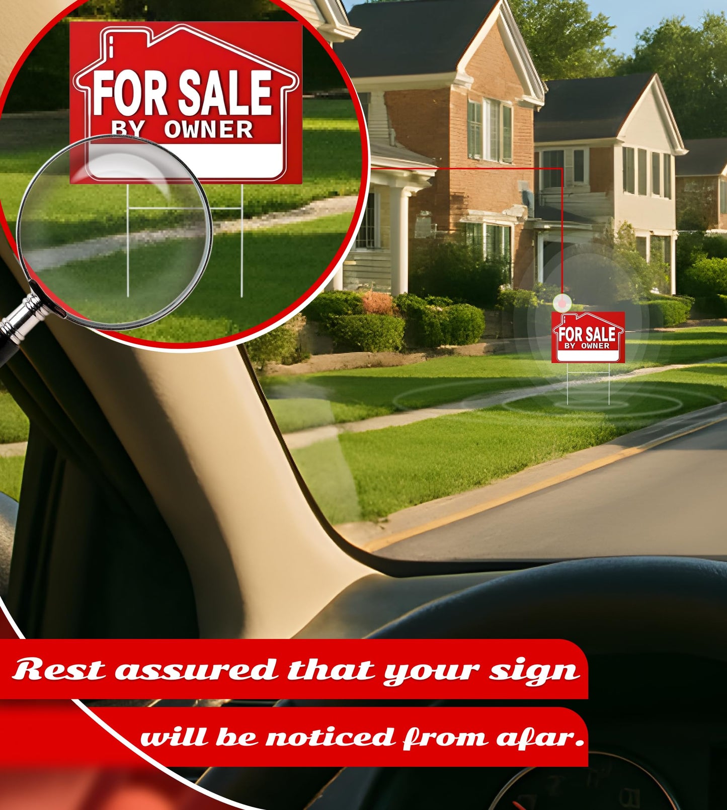 5 Pack 12x16 For Sale By Owner Yard Plastic Sign - Yard Double Sided Signs with Metal H Stakes - Sign for Real Estate Agent Realtor Supplies Real Estate Signs - House For Sale for Home Owners