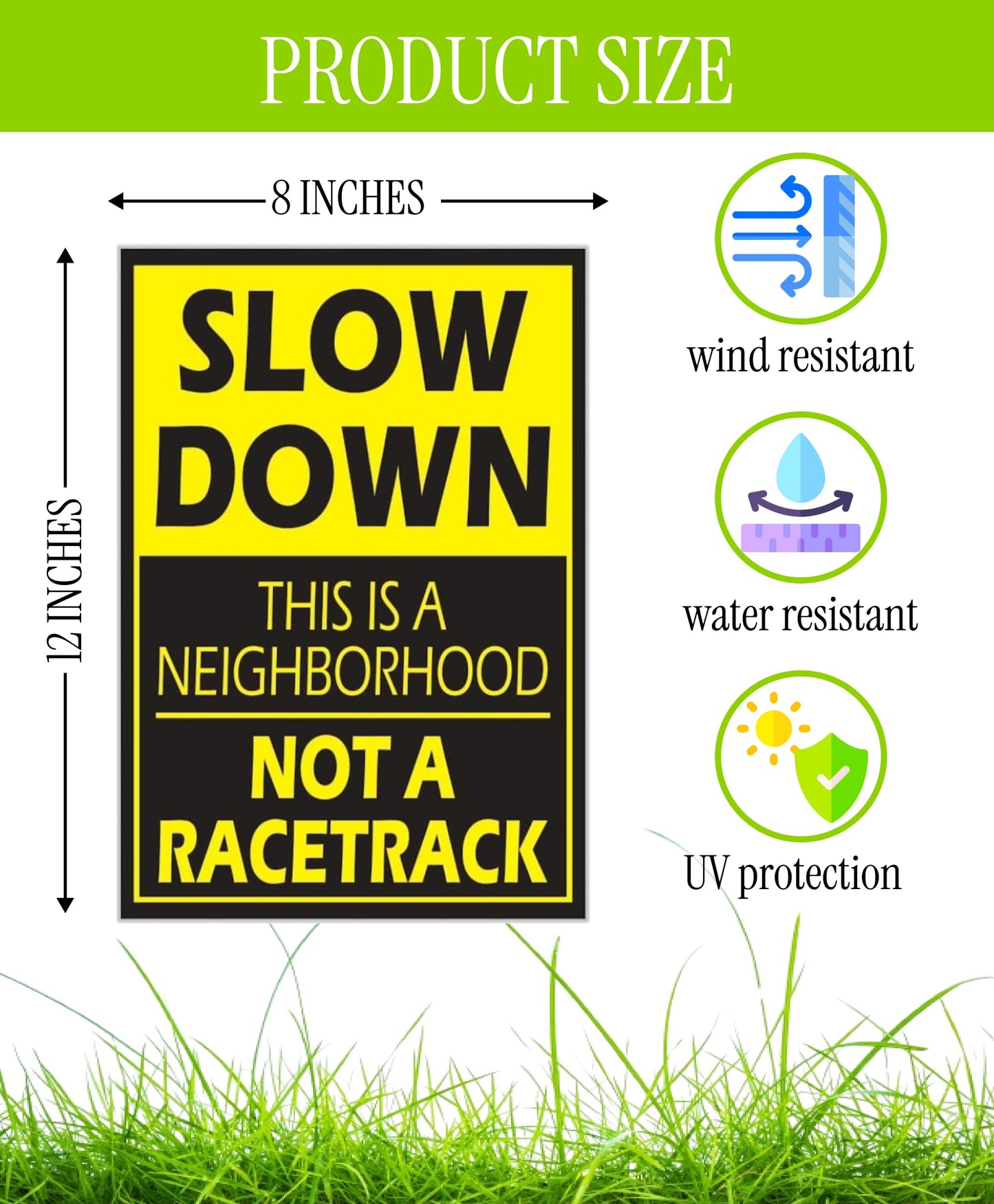 Set of 3 Please Slow Down Signs for Neighborhoods with Metal H-Stake 12x8 - Plastic Double Sided Street Slow Sign - Children at Play Safety Signs for Street - Drive Like Your Kids Live Here Yard Sign