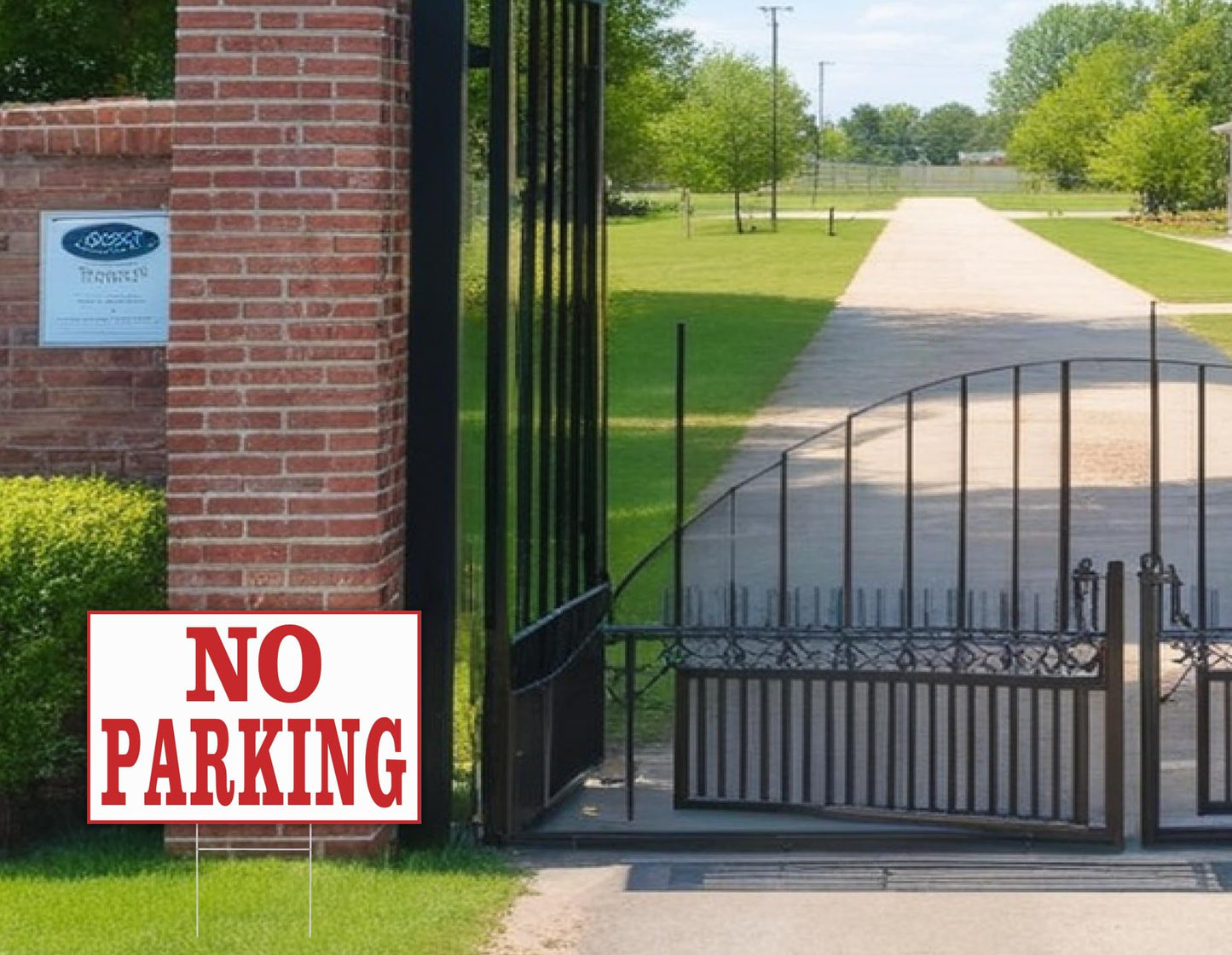 Set of 3 Parking Prohibited Signs with Stand 12x8 Inch Double Sided with Plastic and Waterproof - No Parking Signs for Business or Yard - Personalized Parking Lawn Signs for Street