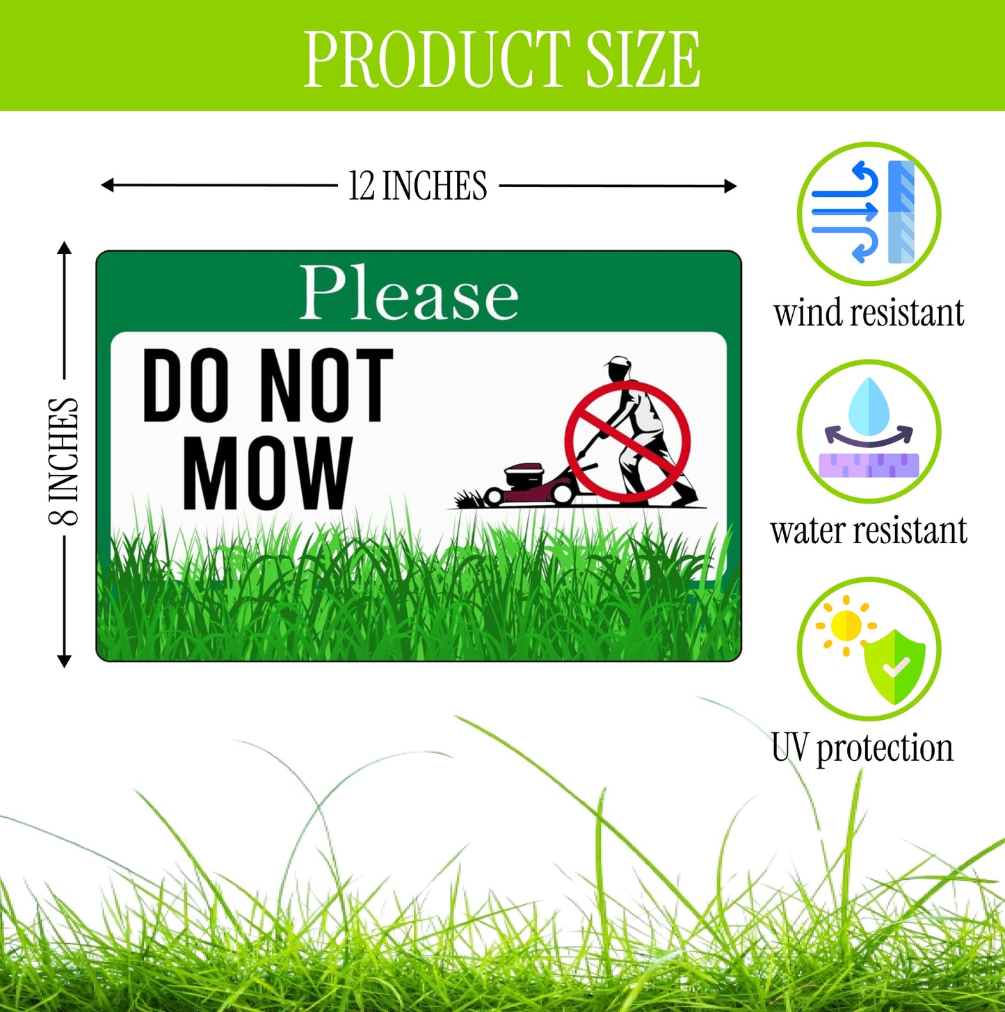 Set of 3 Double Sided Please Do Not Mow Sign with Metal Stakes - 12x8 Inches Plastics Garden Mow Signs for Outdoor and Indoor - No Mow May Yard Sign for Lawn - No Mowing Beyond This Point Sign