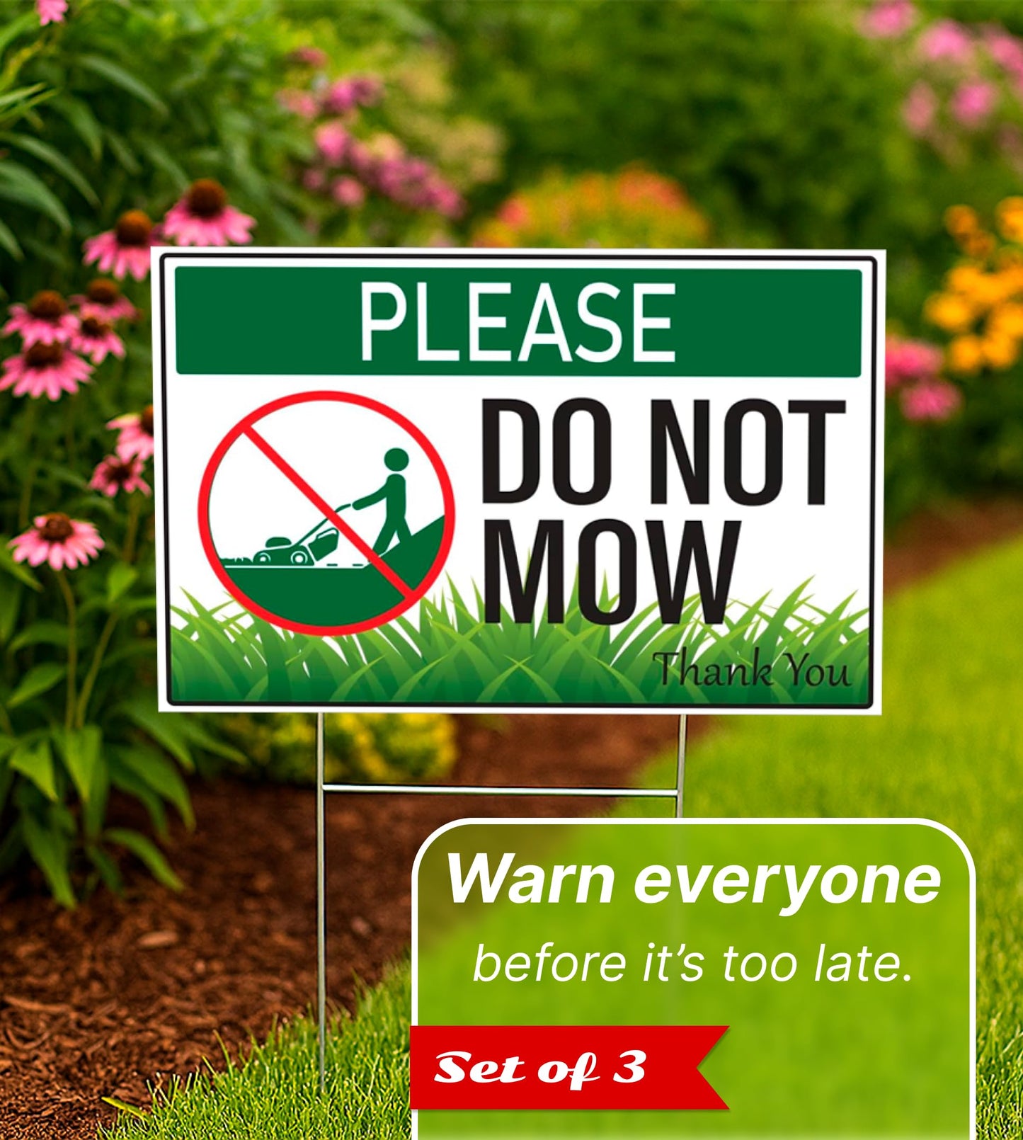 8x12 Inch Do Not Mow Sign with Stake - Corrugated Plastic - No Mow May Yard Sign for Lawn - No Mowing Beyond This Point Sign - Do Not Mow Plastic Plaque Decoration Hanging Artwork Sign Double Sided