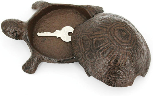 ULVEOL Top Brass Turtle Key Hider Figurine - Cast Iron Garden Statue with Secret Compartment for Used Indoor and Outdoor - Garden Decorations for Hide-Key