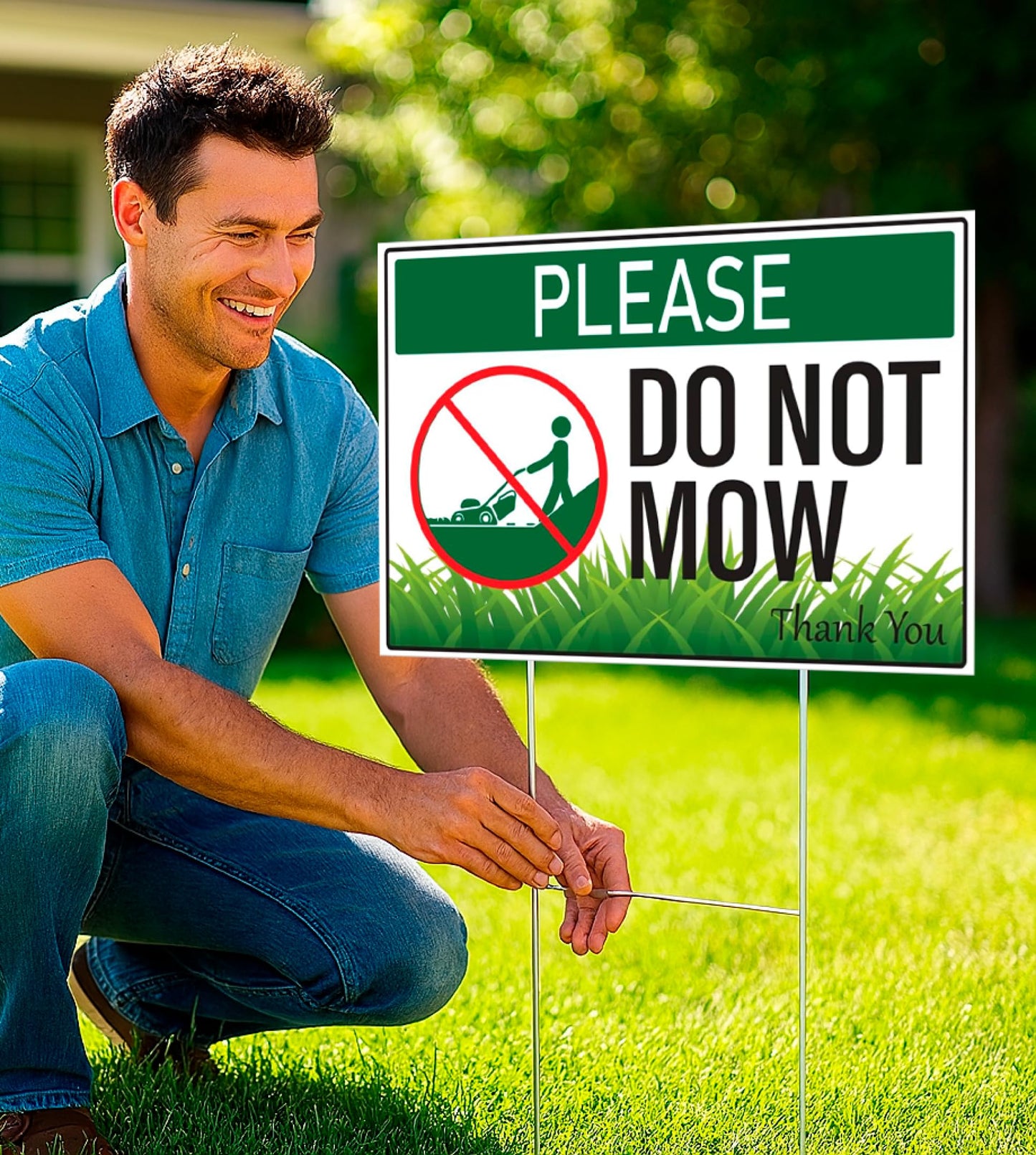 8x12 Inch Do Not Mow Sign with Stake - Corrugated Plastic - No Mow May Yard Sign for Lawn - No Mowing Beyond This Point Sign - Do Not Mow Plastic Plaque Decoration Hanging Artwork Sign Double Sided