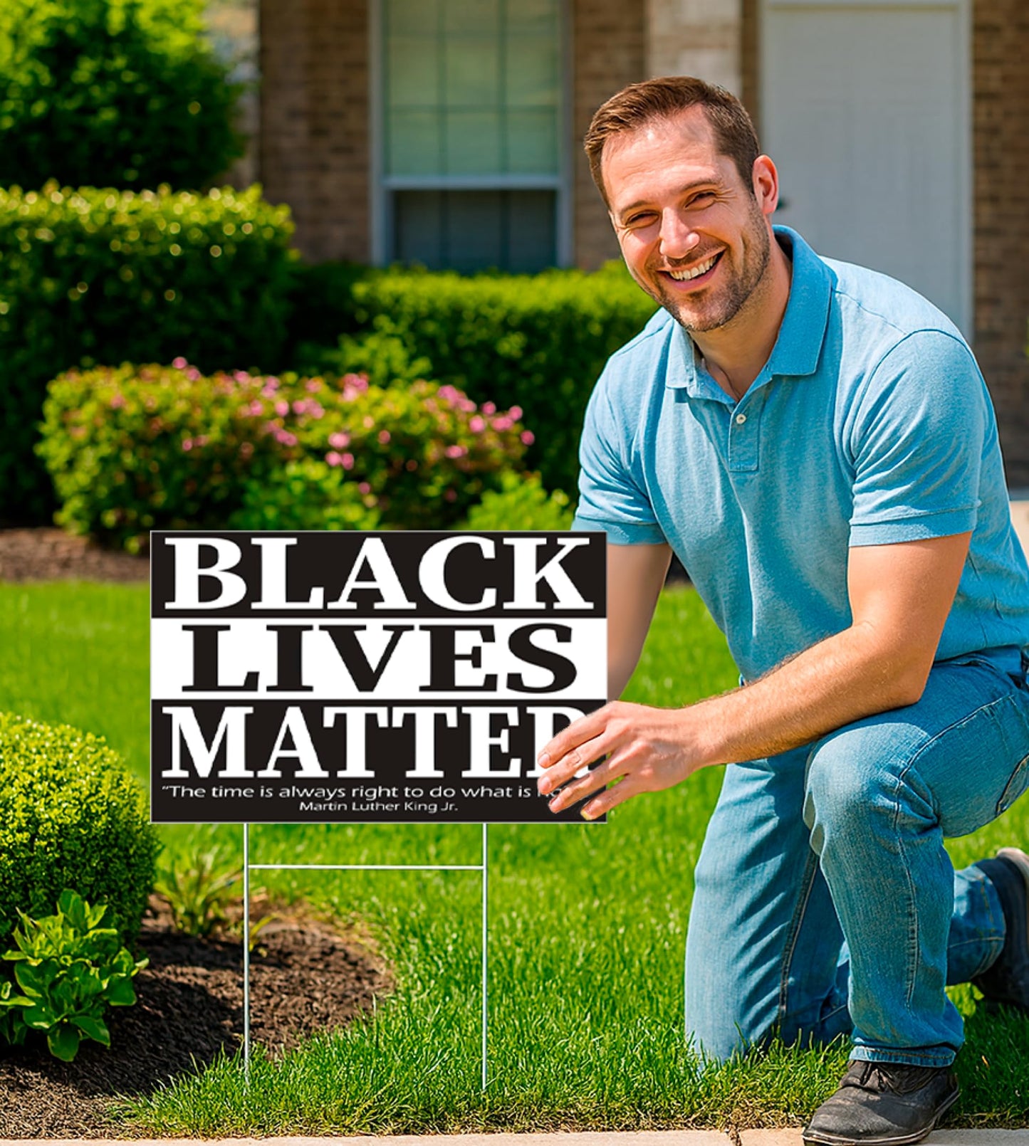 Black Lives Matter Yard Sign - In This House We Believe Yard Double sided Sign 12" x 18" inches - Corrugated Plastic with H Metal Stake - Plastic Protest Signs for Home Décor with Big and Bold Letters