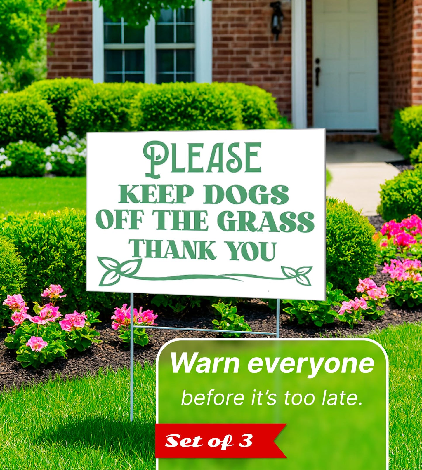 8x12 Inch 3X Please Keep Off Grass Plastic Sign with Grass Stakes - Single Sided No Dog Poop Signs for Yard outdoor - Pick Up After Your Dog Sign - No Pets No Dogs Allowed or Keep Dogs off Lawn Signs