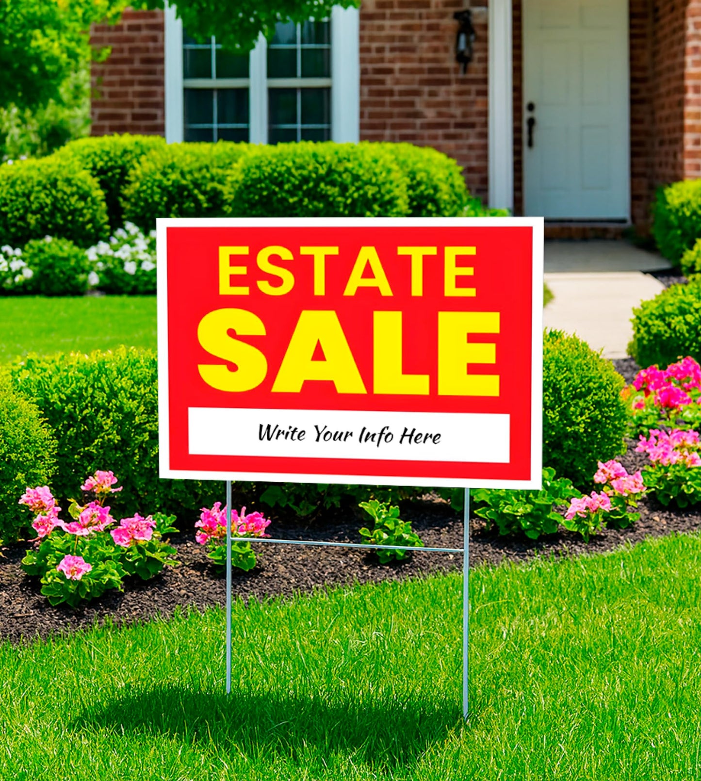 12x16 Inch 3X Double Sided Real Estate Sale Yard Sign - Estate Sale Arrows Plastic Signs with Metal H Stakes - House For Sale Sign for Real Estate Agent Realtor Supplies - Real Estate Perfect for Home